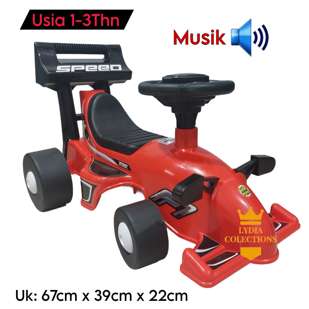 Mainan Mobil Dorong F1 Musik Anak 1-3 Tahun Mobil Duduk Anak