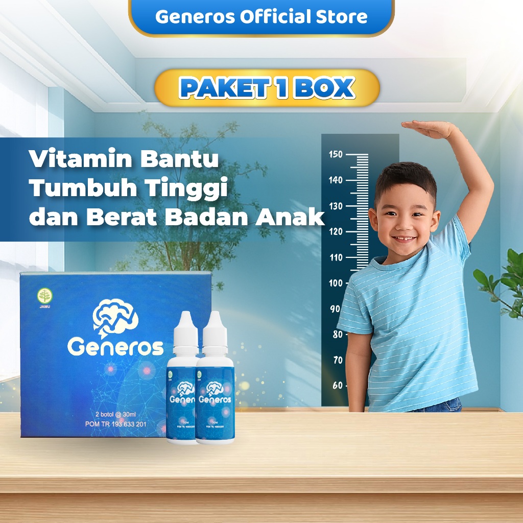 Generos Official Store - Multivitamin Tumbuh Tinggi Badan dan Kesahatan Berat Badan Anak - 1 Box