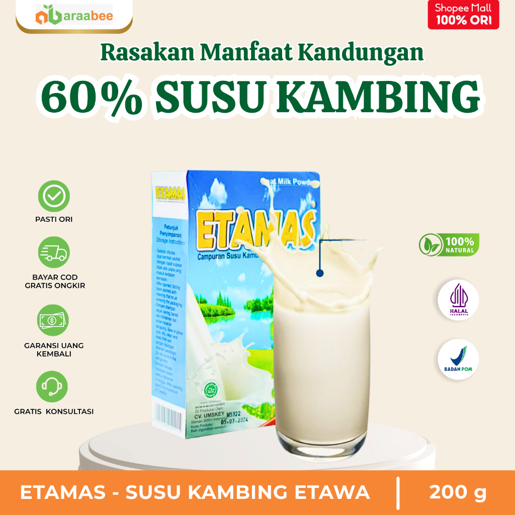 

ETAMAS 60% Kandungan Susu Kambing Etawa Bubuk Asli Original 200g BPOM
