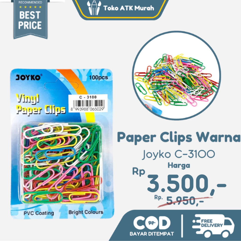 

Paper Clips Joyko C-3100 Vinyl Set Klip Kertas Kecil Warna-Warni