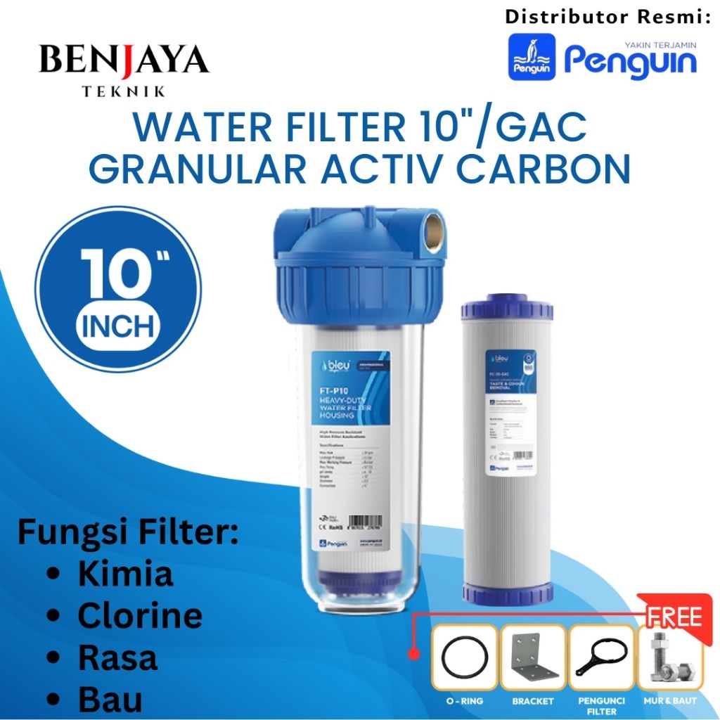 WATER FILTER 10" CARBON - GAC / Filter Bleu Penguin
