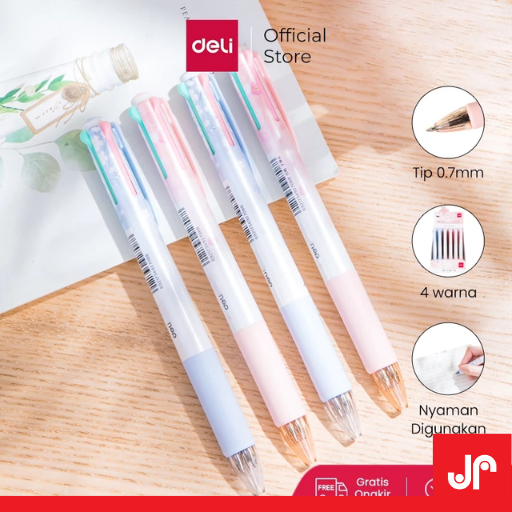 

DELI PULPEN SAKURARU SERIES 4 COLOR RETRACTABLE TIP 0.7mm S311/ PULPEN DELI 4IN1 COLOR MOTIF LUCU