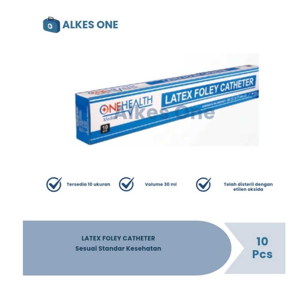 Latex Foley Catheter Onehealth no 6, 8, 10, 12, 14, 16, 18, 20, 22FR Per Pcs