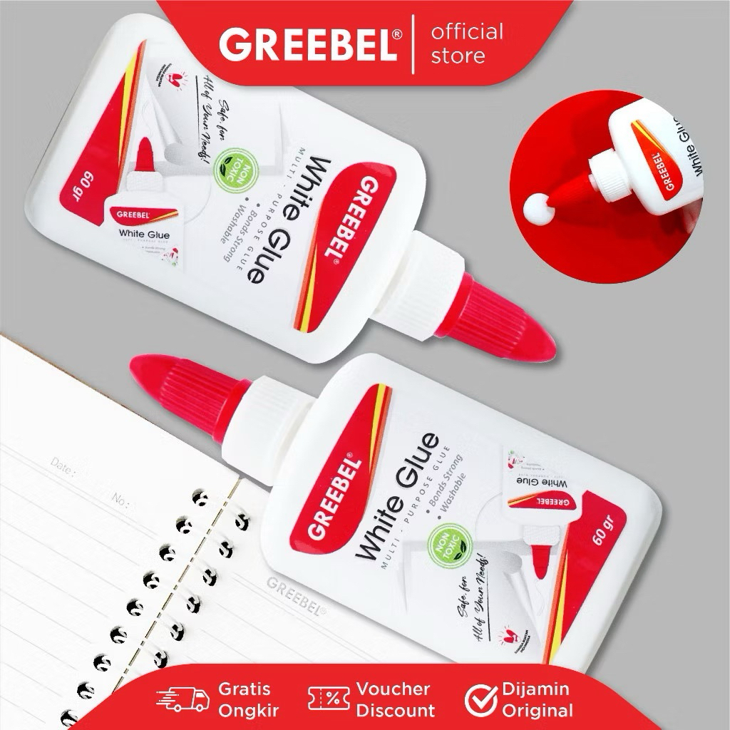 

GREEBEL White Glue (1 PCS) / Lem Putih Greebel / Lem Kertas/ Lem Kain / Lem Stik kayu