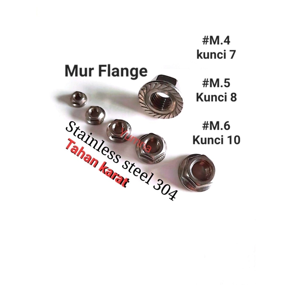 MUR FLANGE ( M.4X0,7 KUNCI-7 )-( M.5X0,8 KUNCI-8 )- (M.6X1,0 KUNCI-10 ) Stainless 304