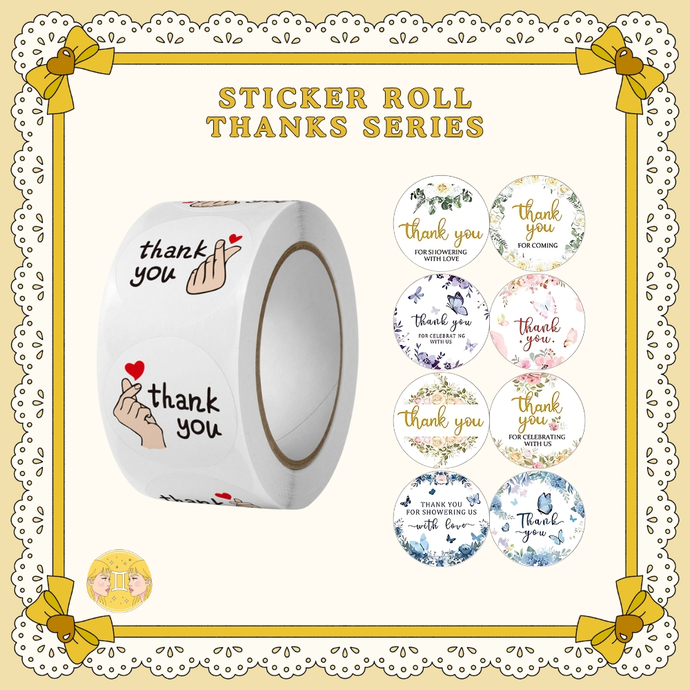 

Sticker Terima Kasih Roll 500pcs Label Perekat 25mm Warna Packing Segel Aman Rapi SS001