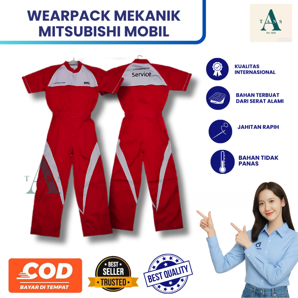 Wearpack Mitsubishi | Seragam Mitsubishi Ori | Seragam Bengkel| Seragam Kerja Pria | Seragam Mekanik