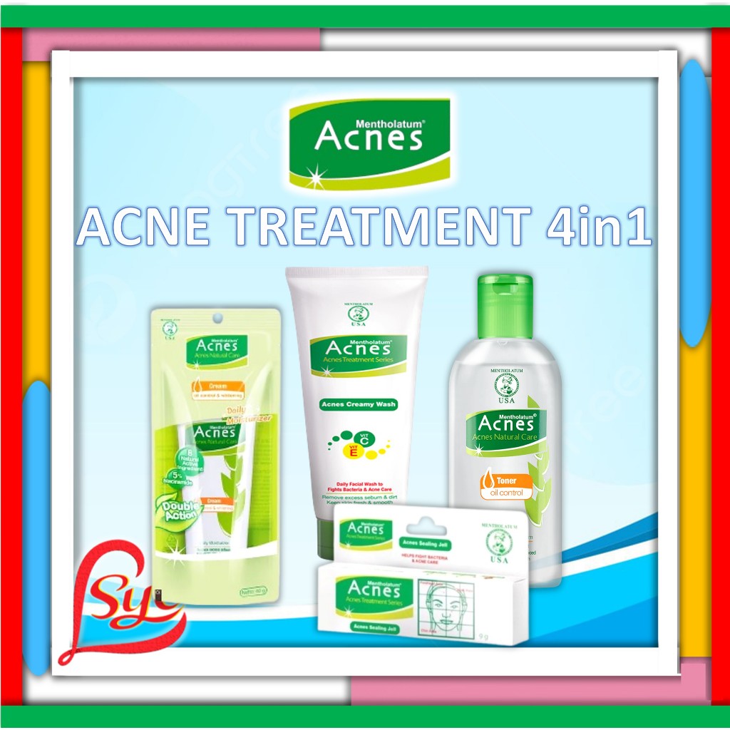 Acnes Paket Kulit Berjerawat 4 In 1 | Sealing Jell | Face Wash | Cream | Toner Acnes Skin Care | Sye