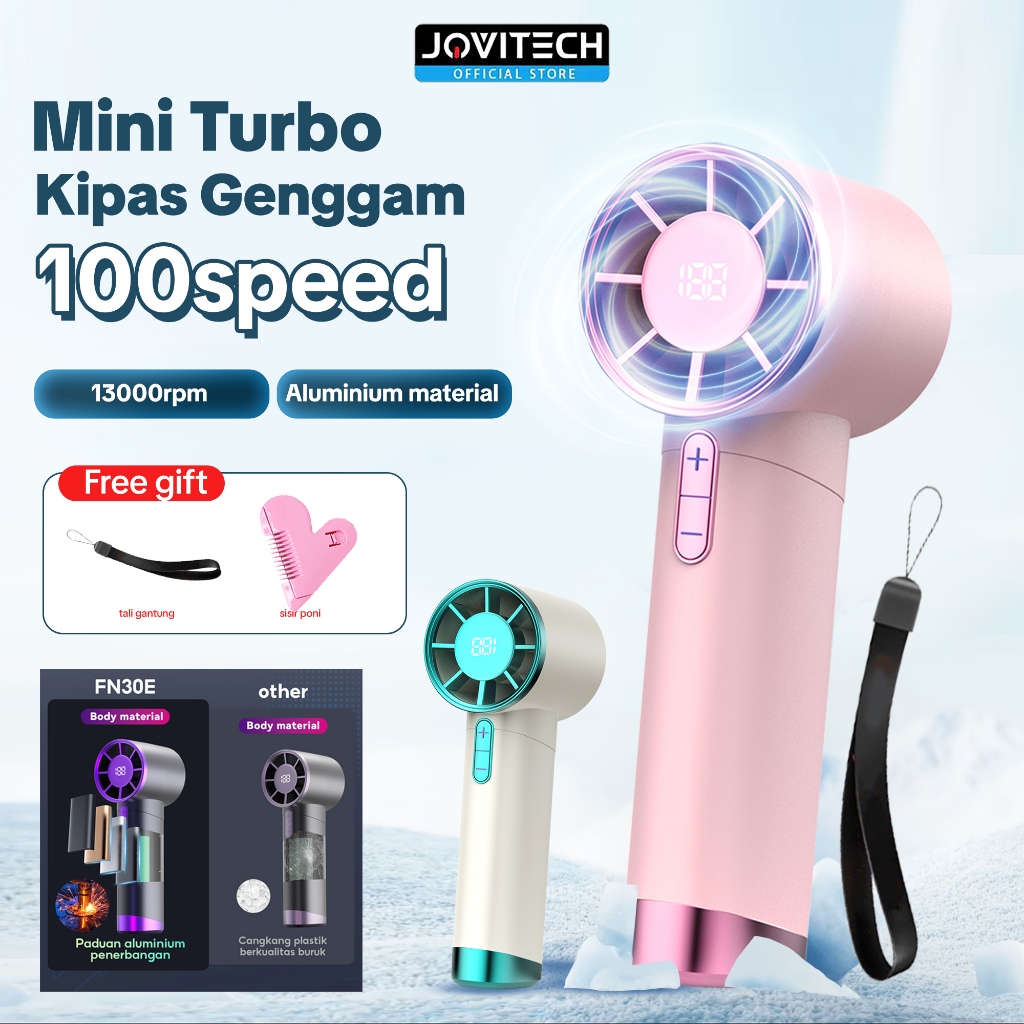 (SPECIAL GIFT) Jovitech FN30E Portable Fan Kipas 100 Gear Wind Kipas Angin Turbo Digital Display Adj