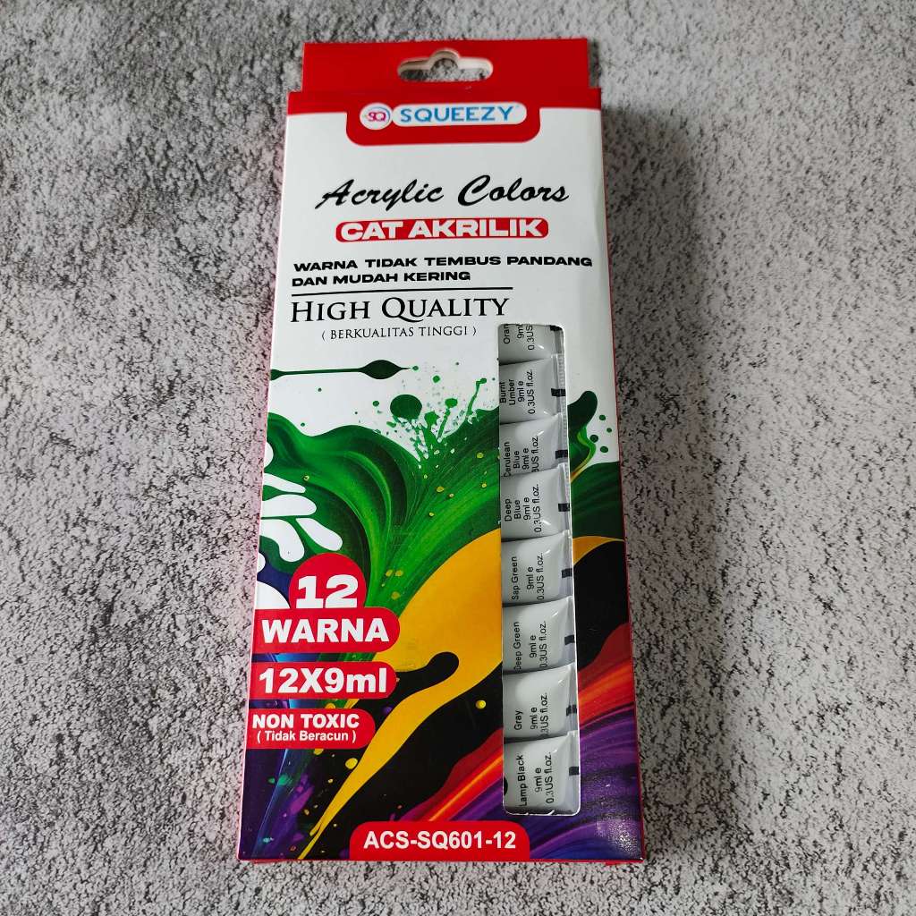 

cat akrilik 12 warna isi 6 ml, cat plastik, cat akrilik murah viral