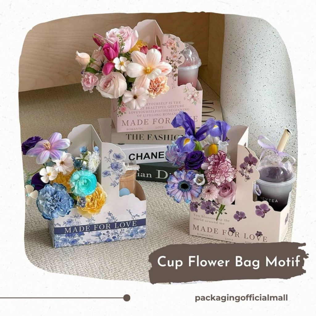 

CUP FLOWER BAG MOTIF / KERANJANG BUKET BUNGA / AKSESORIS BUKET / FLORIST BAG SUPPLY / FLOWER BASKET / PLASTIC BAG