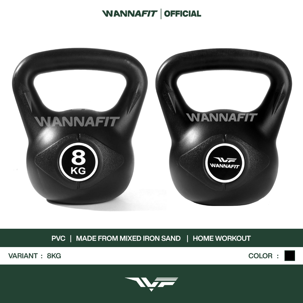 WANNAFIT Kettlebell 8kg |  Barbell Dumbbell 8 kg | Alat Latihan Beban
