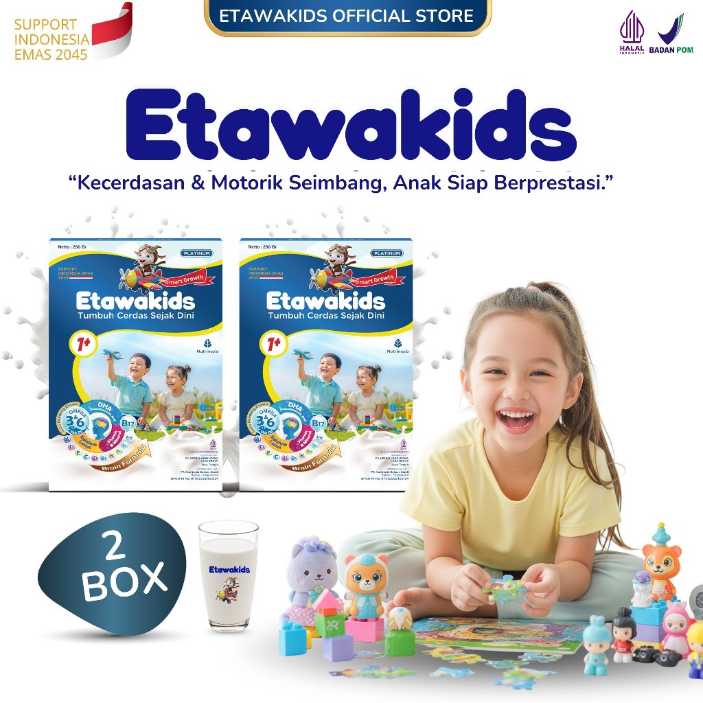 

Susu Anak Etawa Etawakids Platinum Mengandung Fish Oil, DHA, Oat Powder, Vitamin & Kalsium 2 Box