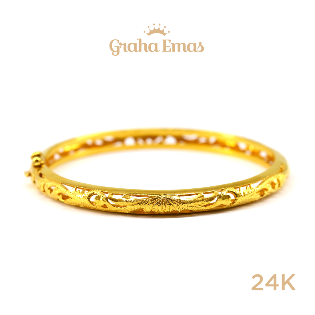 Graha Emas Bangle Emas Kuning Lotus 24K - Yellow Gold Bangle Lotus Model 24ct [ 00EY ]