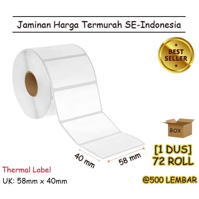 

LABEL THERMAL [58 x 40] KERTAS STIKER BARCODE 58x40 mm (500 Pcs) - BOX