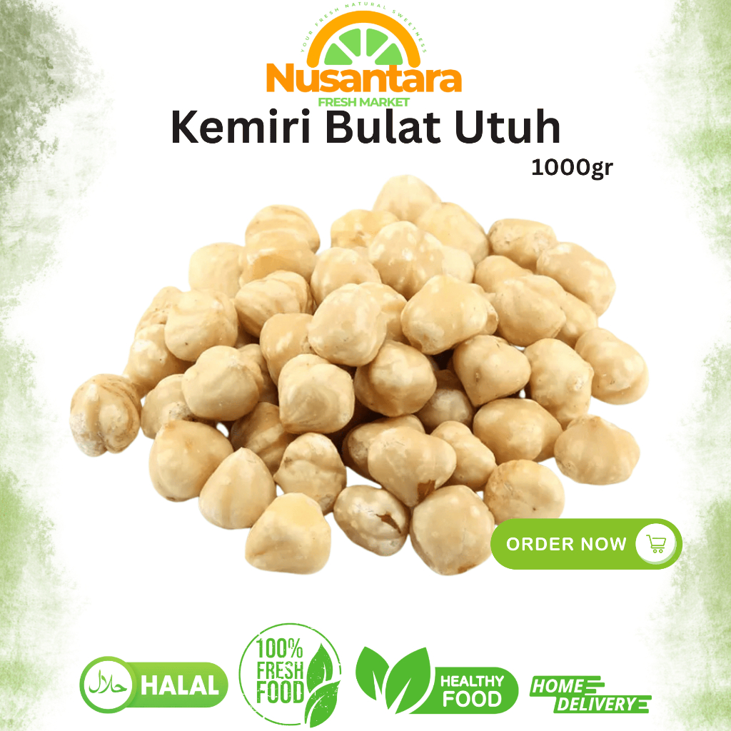 

Kemiri Kupas Bulat/Utuh Berkualitas Bergaransi Berat 1Kg