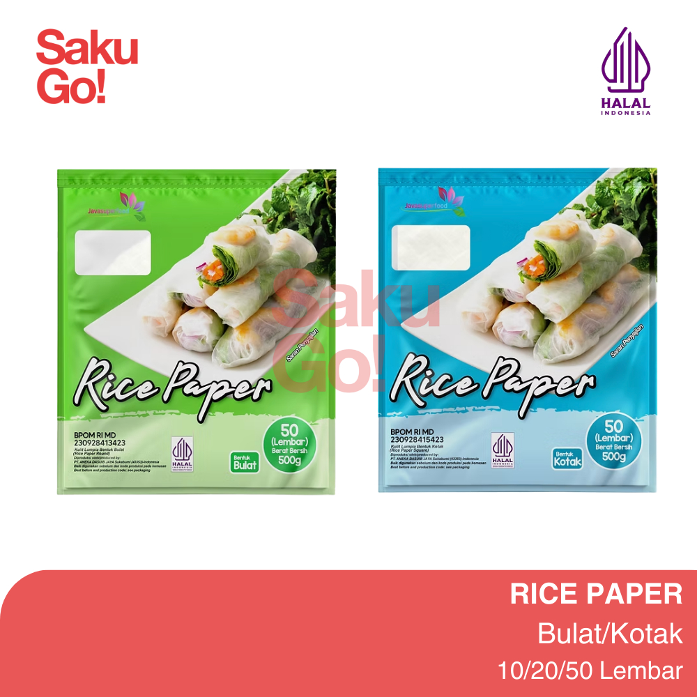 

Java Super Food Rice Paper 22cm Bulat/Kotak 10/20/50 Lembar Kulit Lumpia Vietnam Halal