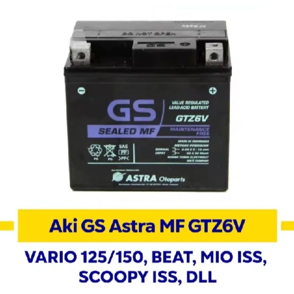 aki kering/aki motor/aki Gs Gtz6/aki Gs astra otopart asli 100%original