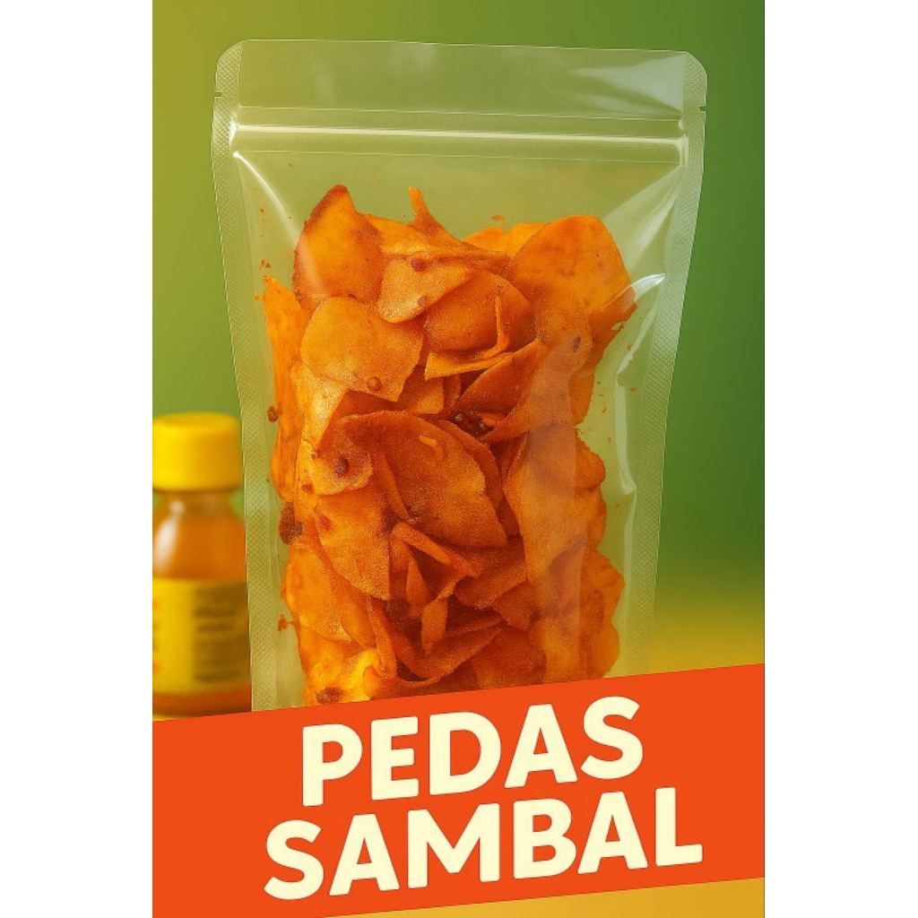 

Cemilan keripik singkong Pedas Sambal perpaduan rasa sambal yang istimewa gurih