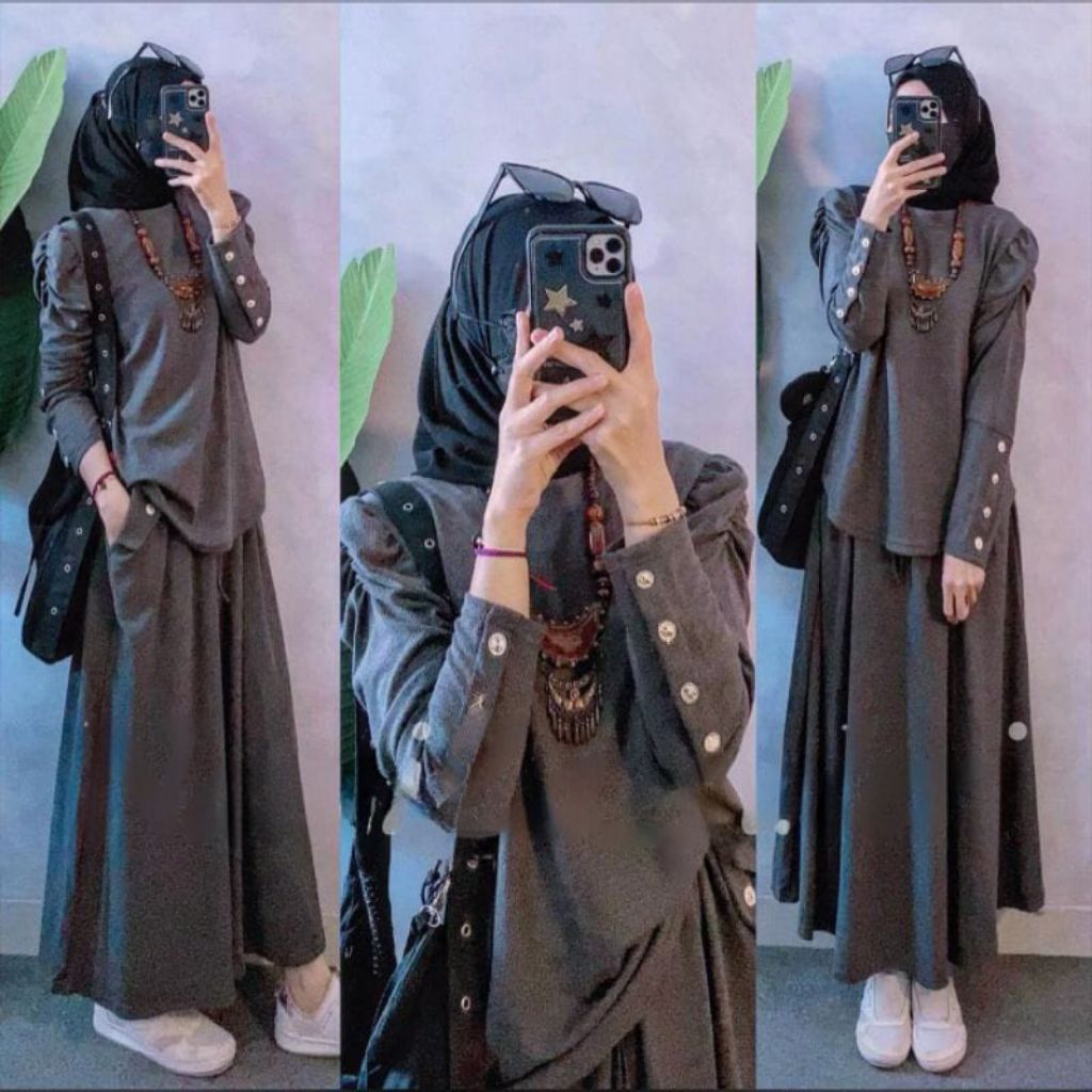 Kirana Set Tunik Rok Muslimah | Setelan Tunik Rok Wanita Muslimah Terbaru OOTD Hijab Korean Style Te