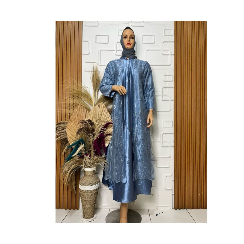 Gamis Satin Kristal Mix Tille Premium