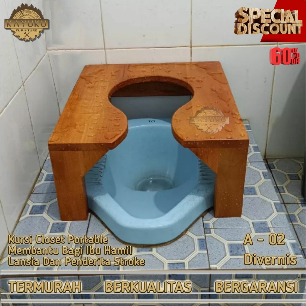 KayuKu Furniture Termurah kursi wc Promo Kursi wc A-05 Kursi closet wc duduk kayu portable kursi jon