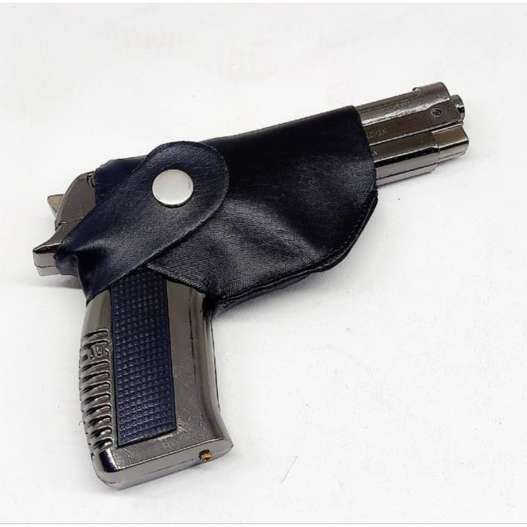 Korek Unik bentuk pistol silver + sarung grosir