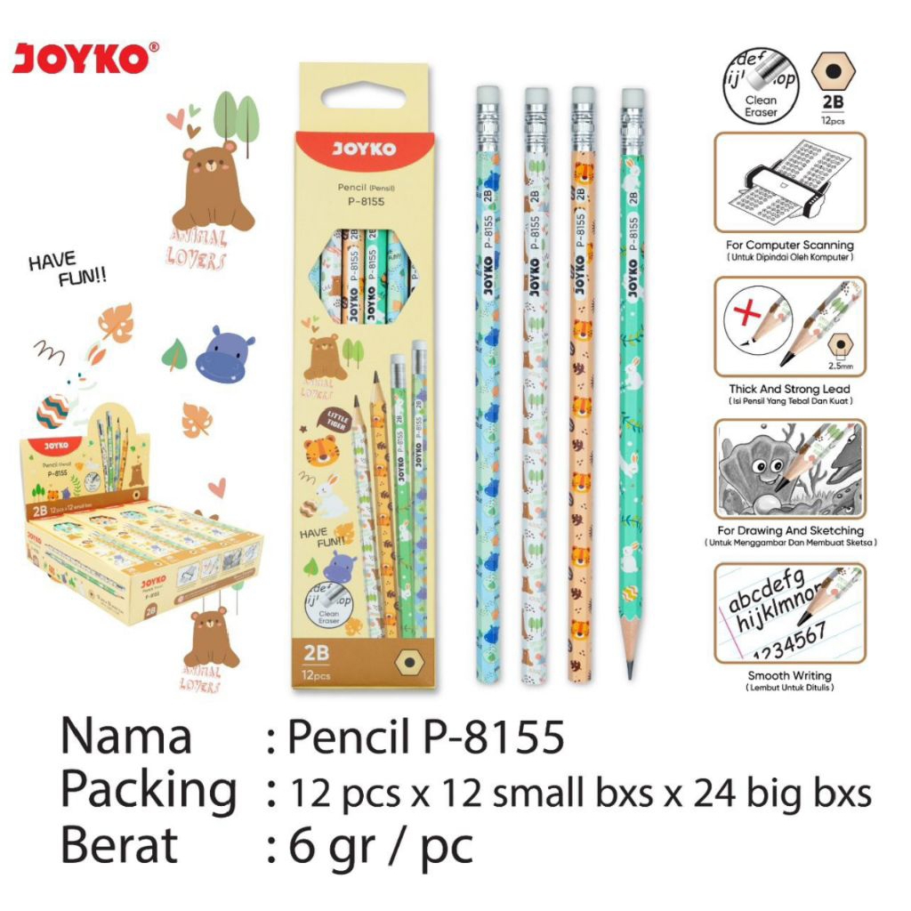 

Pensil 2B Joyko P.8155 ( 1pak/12pcs )