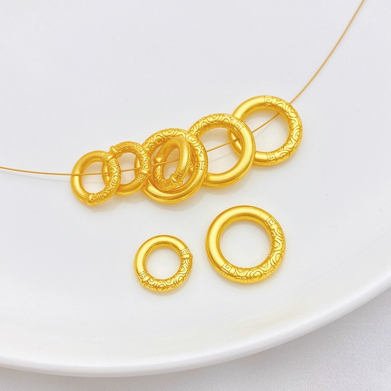 2pcs Copper alloy sand gold strong color retention ruyi Qiankun ring, closed ring, diy hand-woven ro