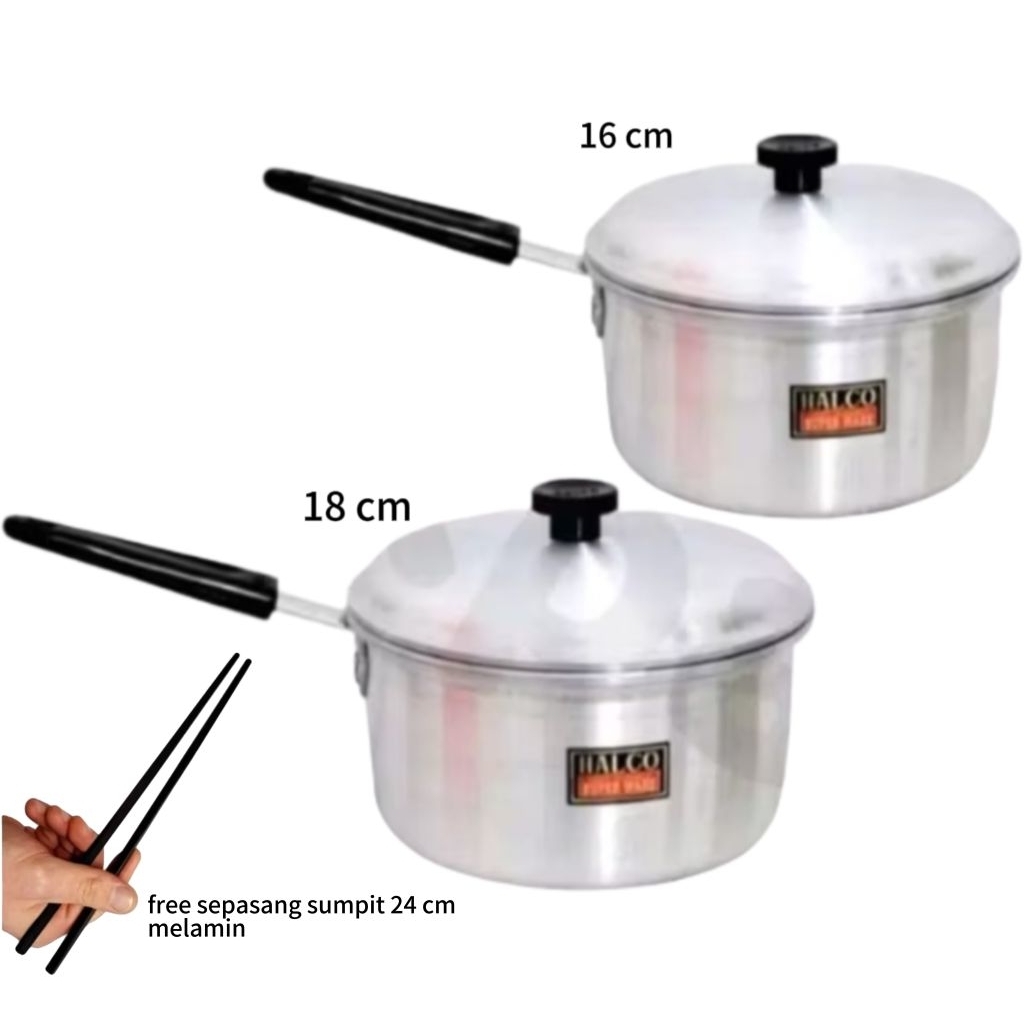 Halco panci susu masak mie gagang + tutup / panci bubur halco/panci masak aiir asli merek halco 100%
