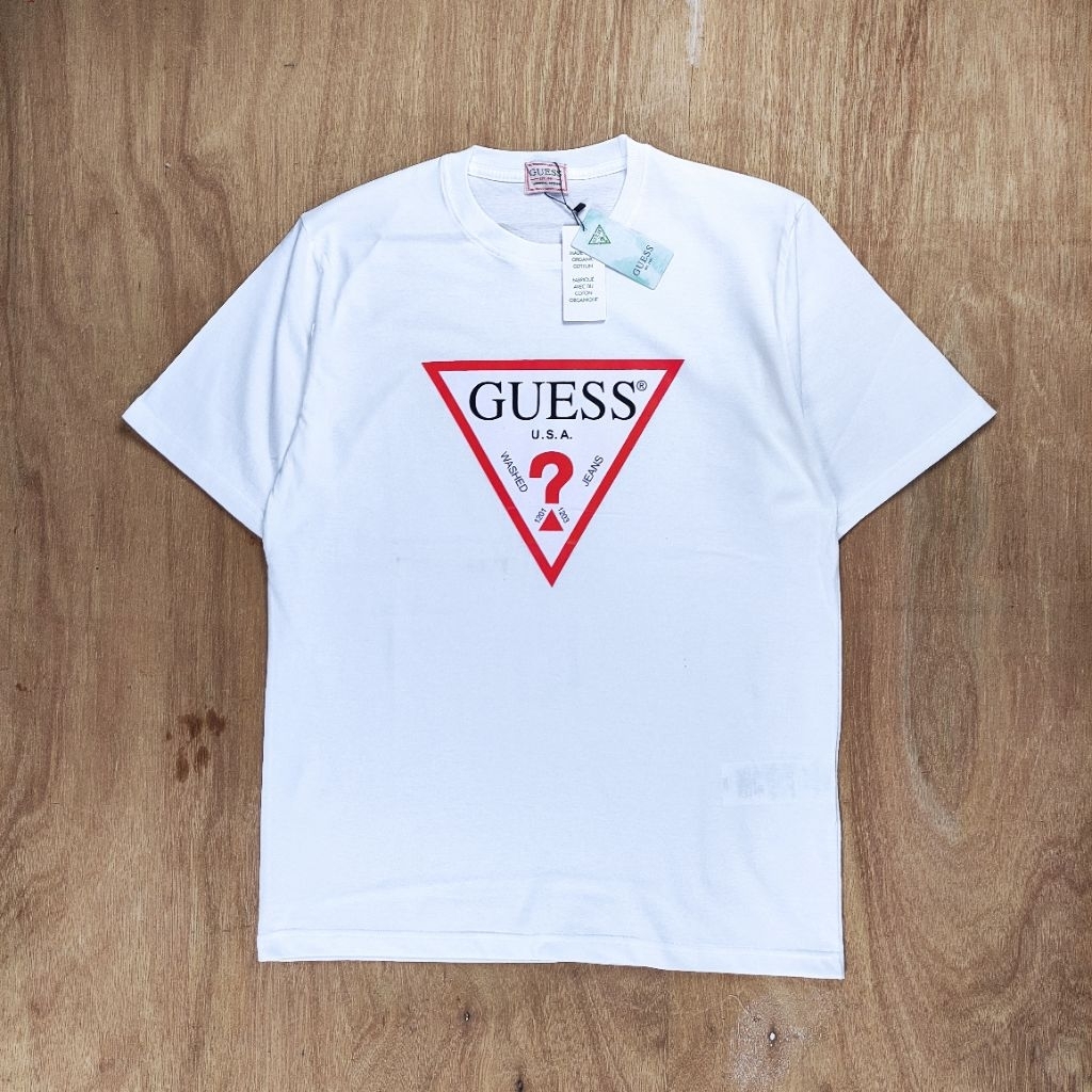 KAOS OVERSIZED GU3SS LOGO BASIC PRINTED WHITE TEES BESTSELLER
