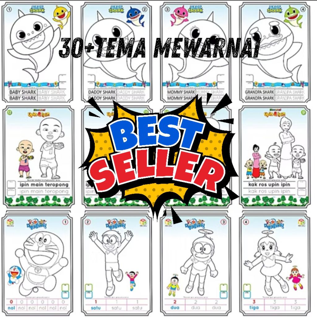 

12 LEMBAR KERTAS SKETSA AKTIFITAS MEWARNAI ANAK PAUD TK DAN SD UKURAN A5 80GSM BANYAK TEMA