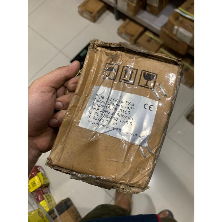 Pompa Submersible York Output 2" 3 HP 2200 watt 1 phase / 3 phase casing sumur 4" YORK 4SYK 14-7 SS 