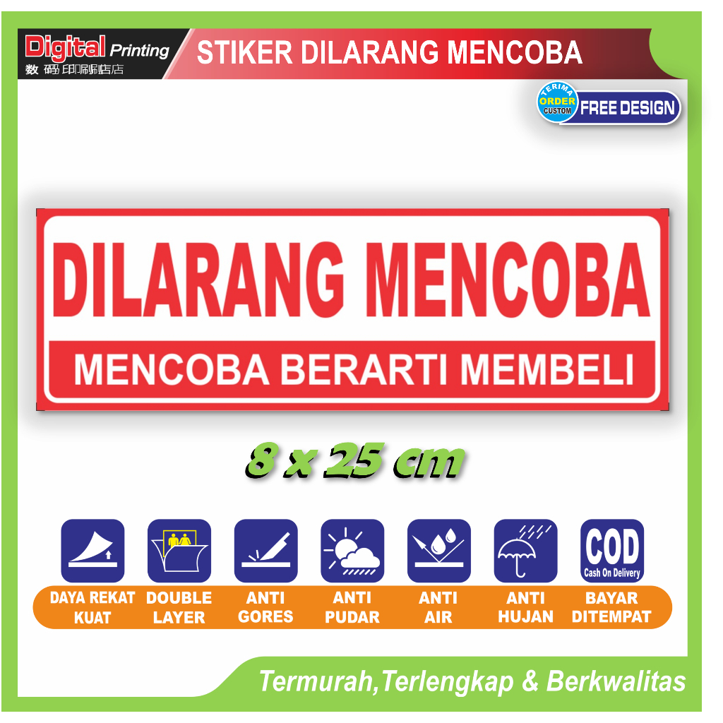 

Stiker tulisan dilarang mencoba berati beli sticker peringatan pembeli anti barang rusak