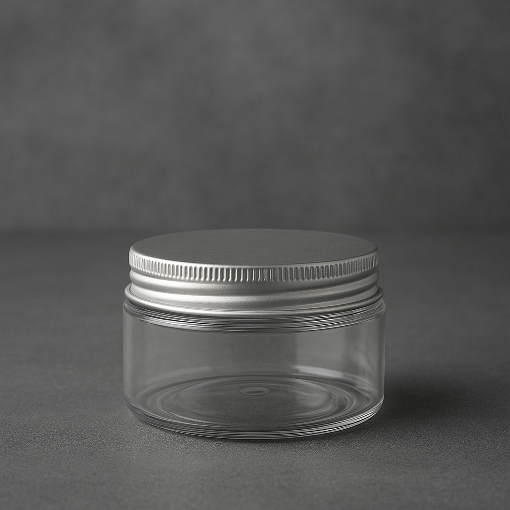 Pot/Toples Jar plastik tutup aluminium Silver 80 gr/ 100 gr/ 150 gr