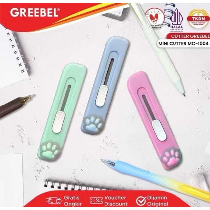 

( 1 BIJI ) Mini Cutter MC- 1004 GREEBEL / Kater Lucu / Cuter karakter / Kater Untuk Anak Sekolah