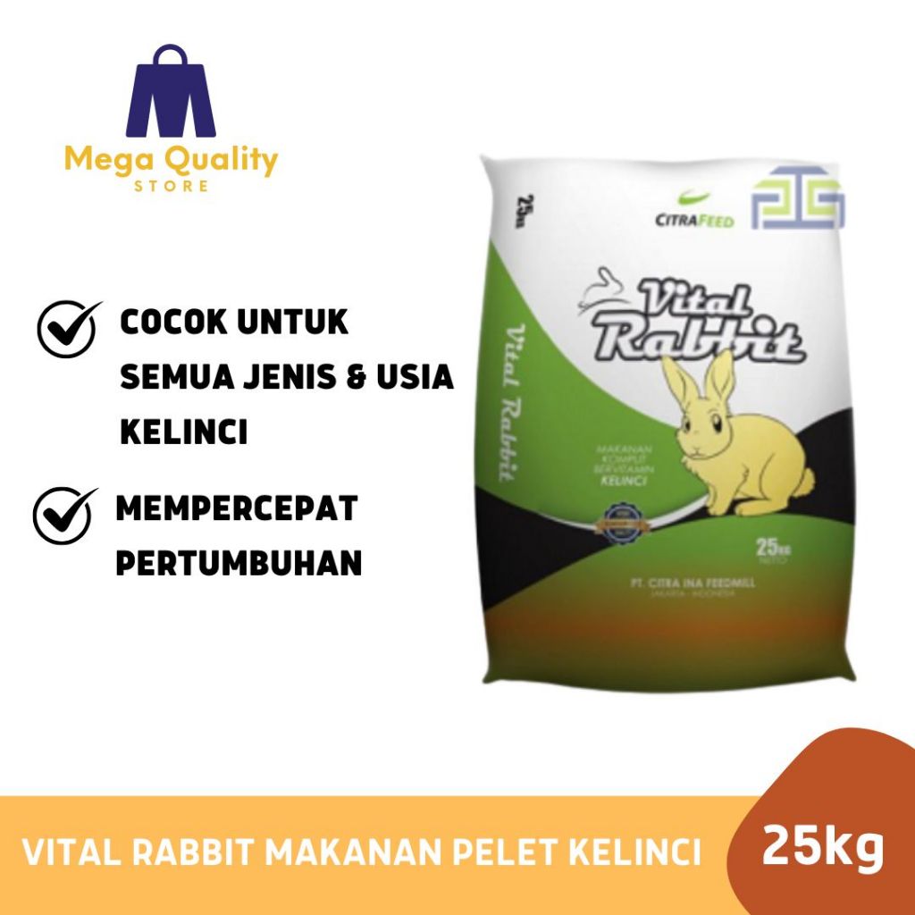 Vital Rabbit Makanan Pelet Kelinci Freshpack 25kg