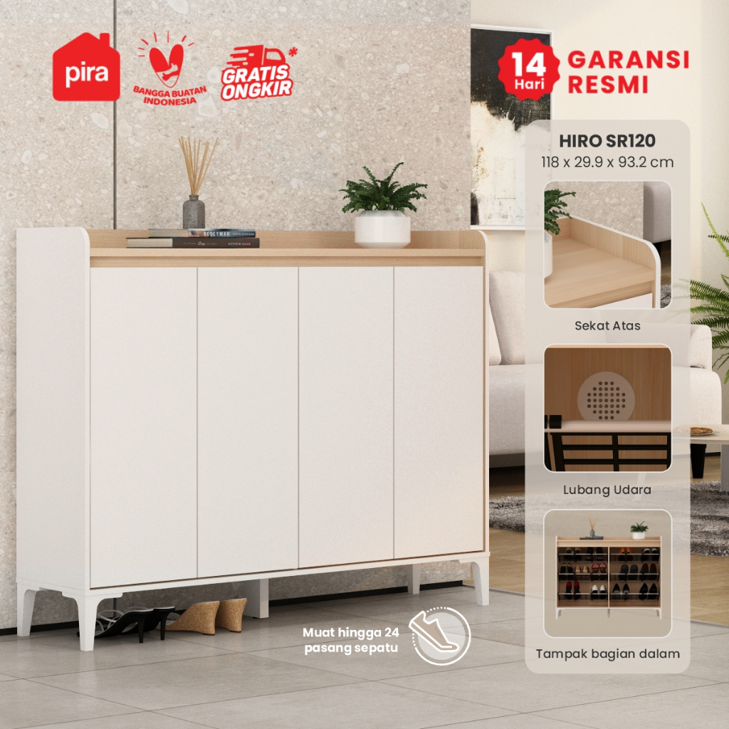 PIRA METROPOLIS -  HIRO SR120 Rak Sepatu / Lemari Sepatu / Rak Sepatu Susun Tertutup / Kabinet / Buf