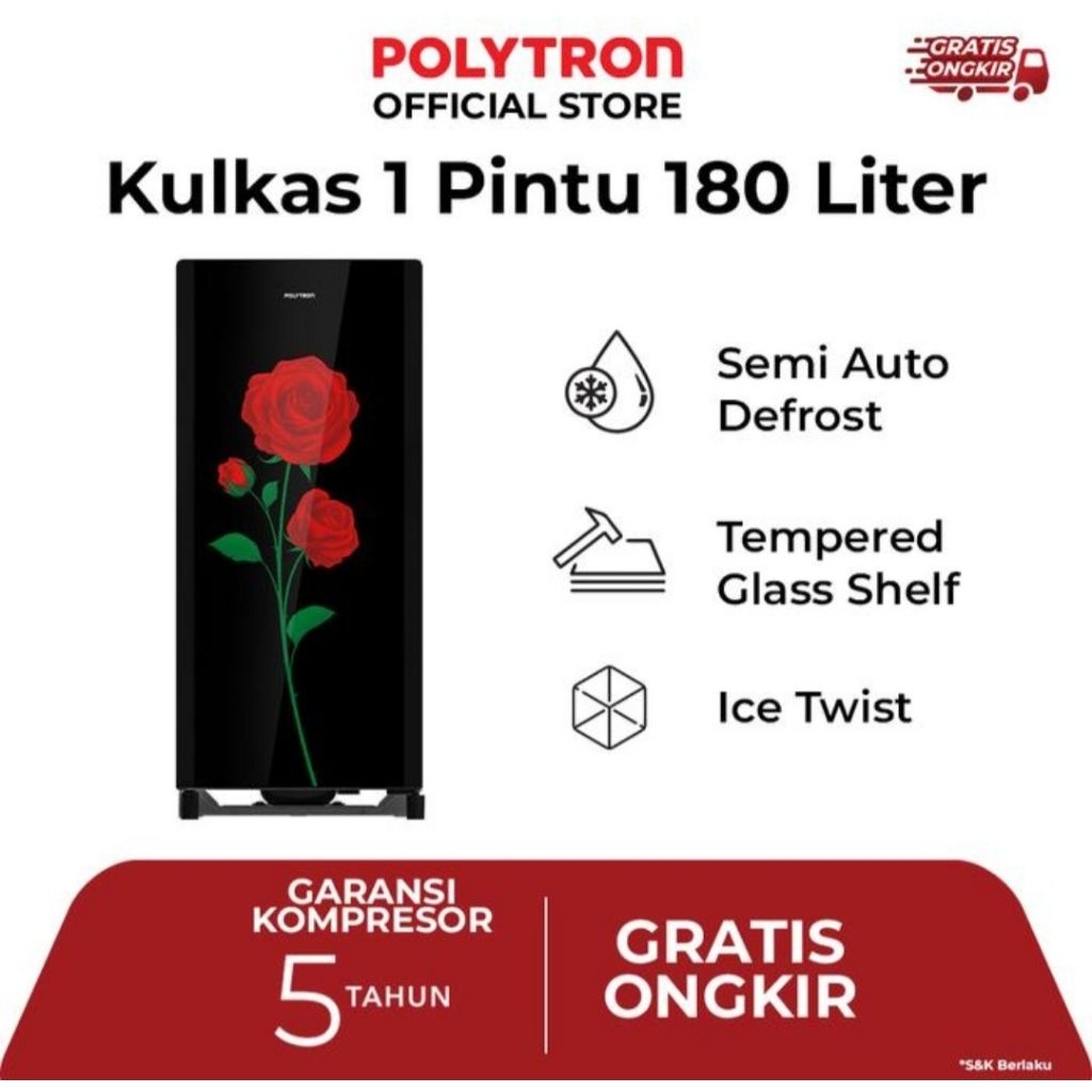 KULKAS POLYTRON 1PINTU BELLEZA VARIA 180L PRA 18CRX KULKAS POLYTRON 1PINTU 18CRX