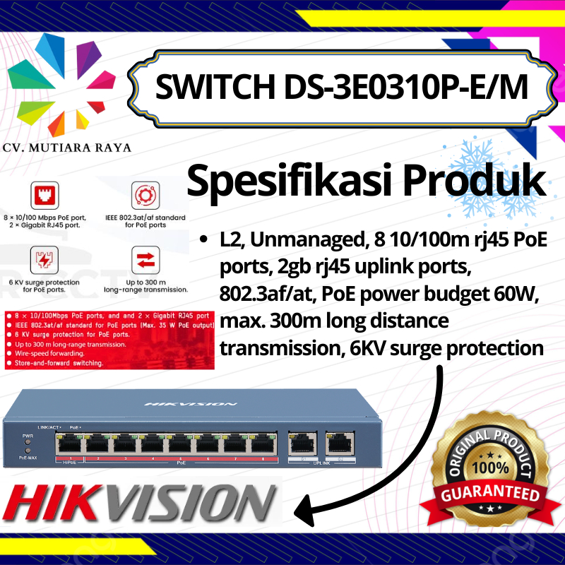 SWITCH HUB HIKVISION DS-3E0310P-E/M