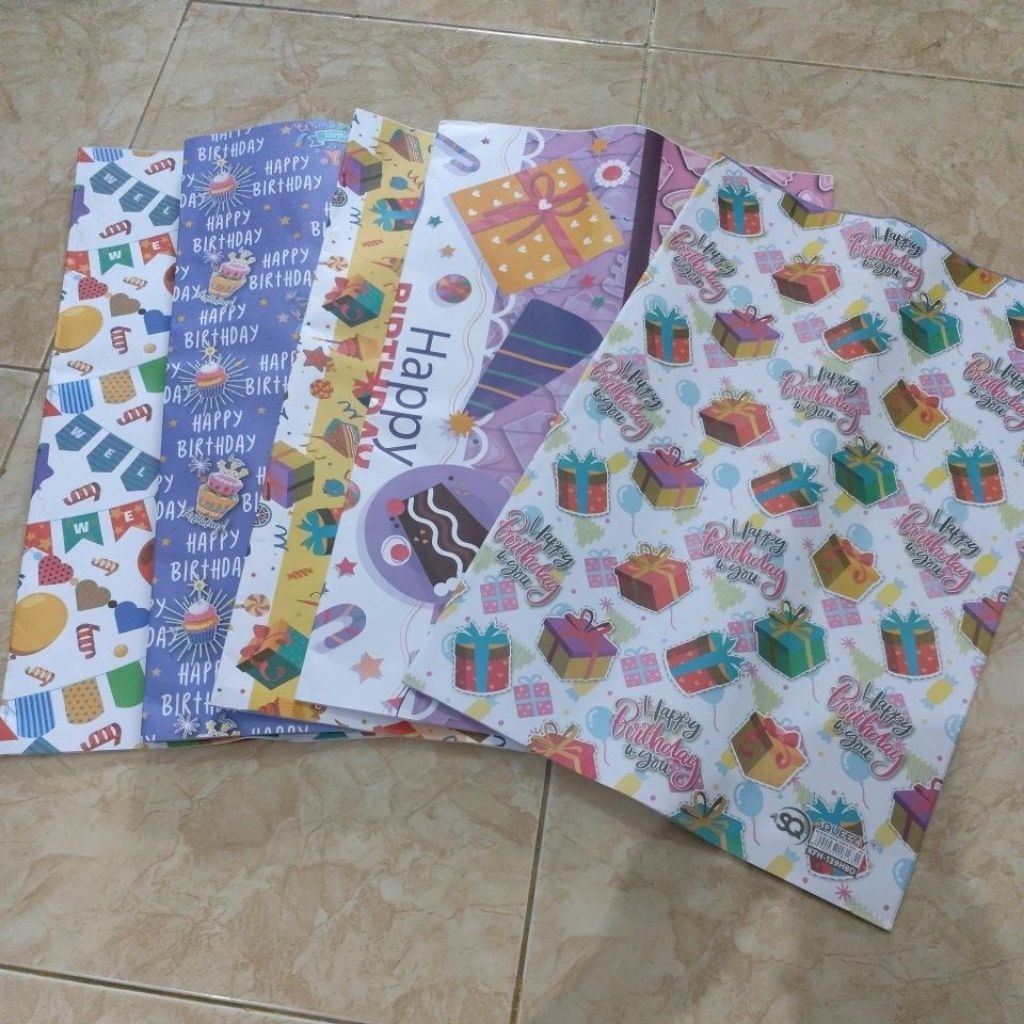 

kertas kado doff happy birthday, abstrak