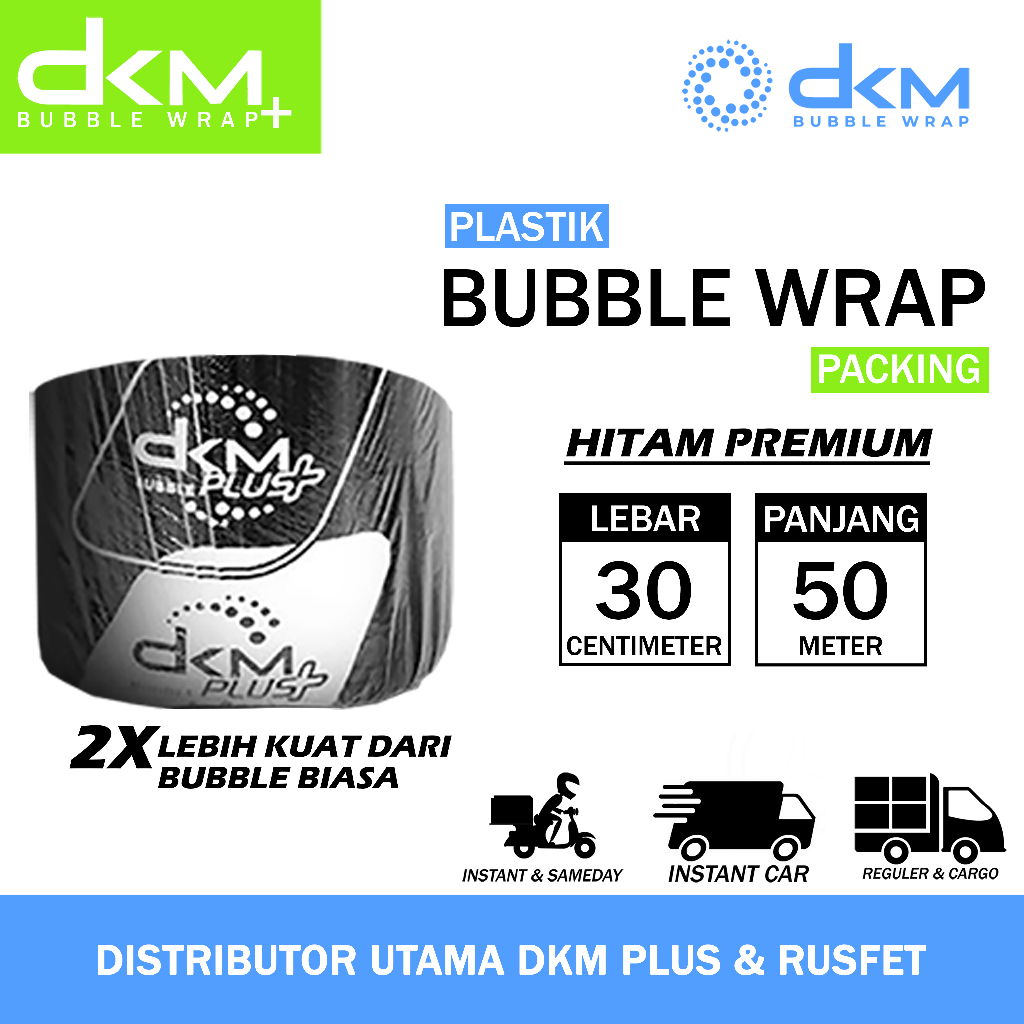 

Plastik Bubble Wrap DKM Potongan 30cm 20cm x 50m Warna Hitam Premium