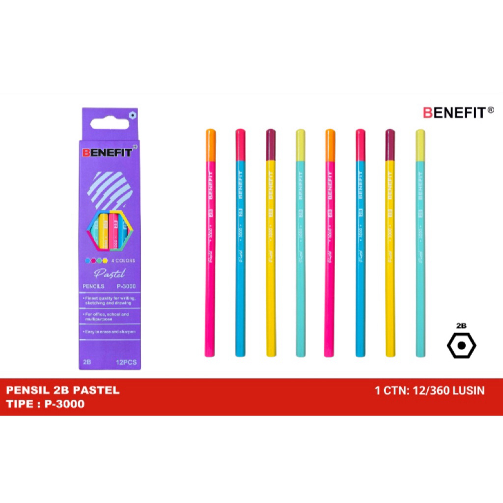 

pensil 2B benefit pastel P-3000 / pensil 2B / pensil 2B murah / pensil