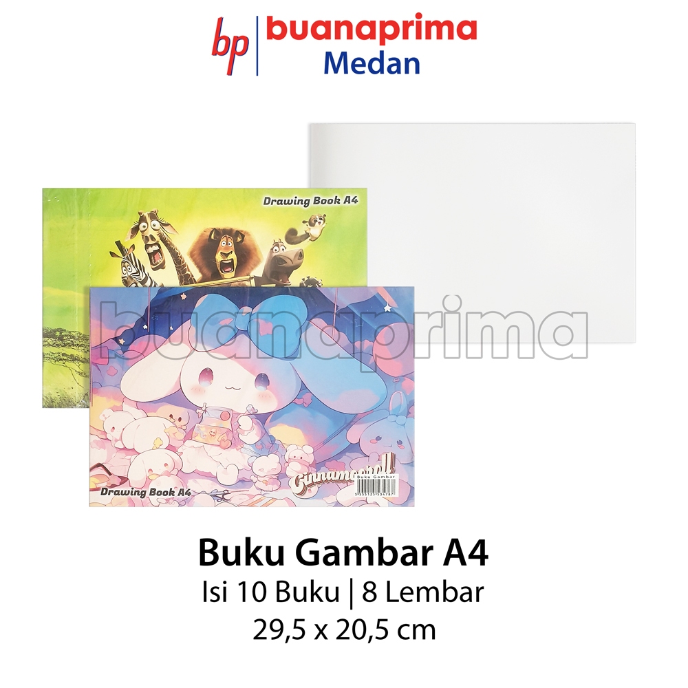 

BUKU GAMBAR A4 FANCY 1 Pack isi 10 Buku 8 Lembar Drawing Book Motif Campur Cowok Cewek