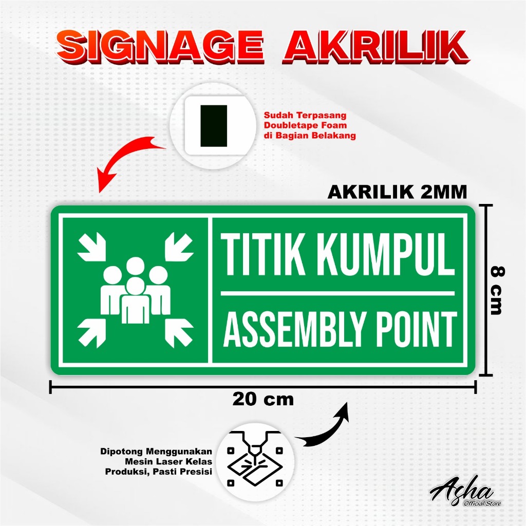 

SIGNAGE AKRILIK TITIK KUMPUL 1 SISI - PAPAN PETUNJUK TEBAL 2MM READY STOCK