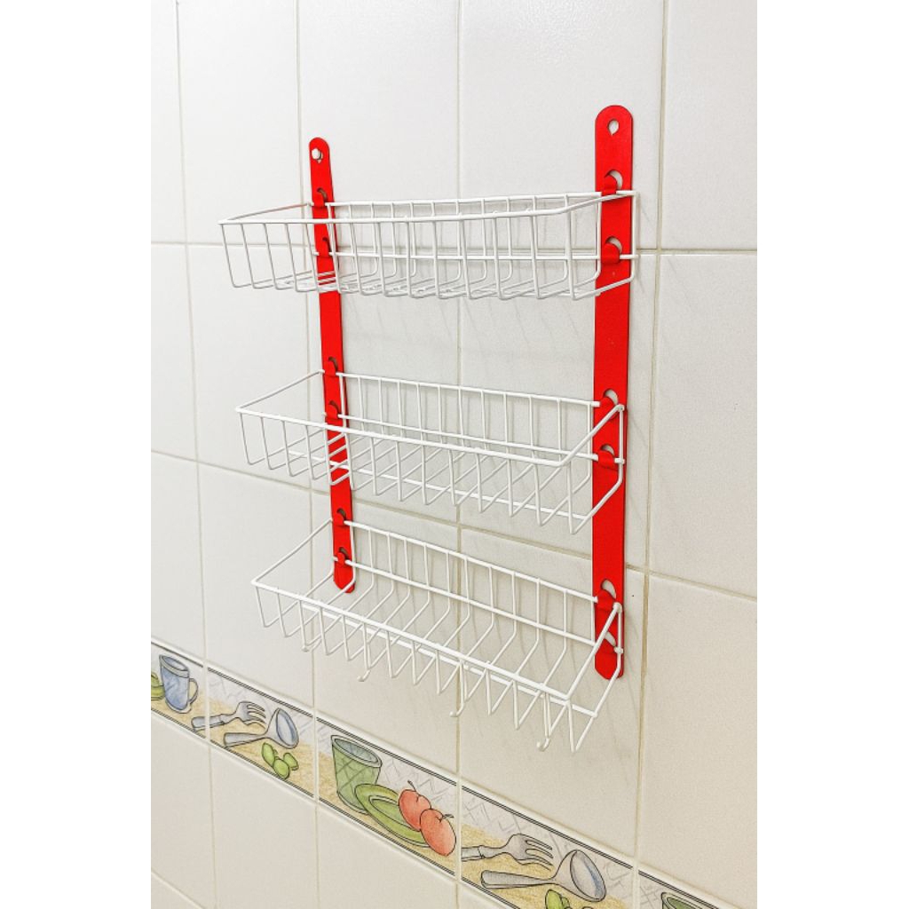 Rak Bumbu Dapur Susun 3 Serbaguna Anti Karat Rak Dinding Dapur