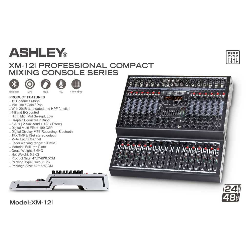 MIXER ASHLEY XM12i ORIGINAL / MIXER AUDIO 12 CHANNEL ASHLEY XM12i