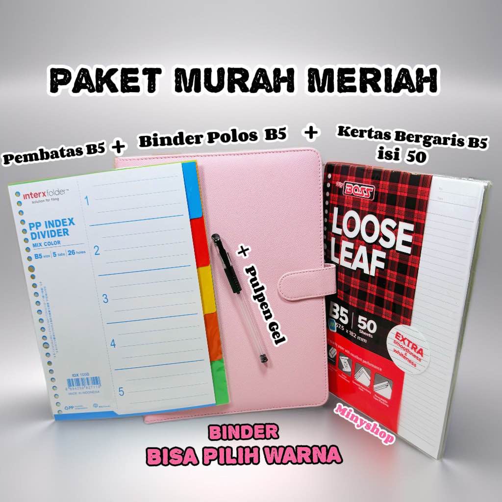 

Paket Murah Meriah Binder B5 Ring 26 Set 4IN1 Untuk Sekolah Kuliah Kampus Dan Kantoran