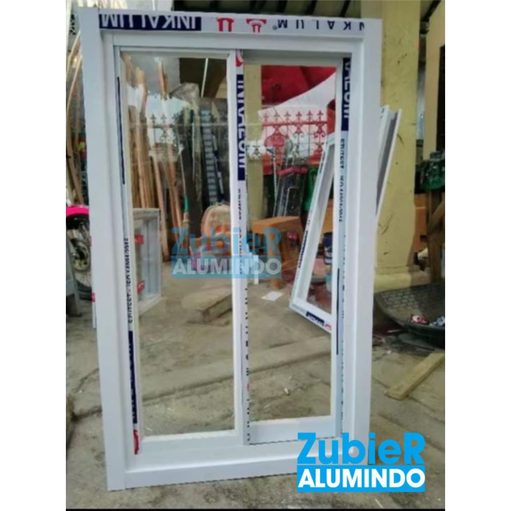 Jendela aluminium sleding ples kusen tinggal pasang T 160xL120