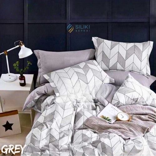 Bedcover Sprei Katun BEVERLY Avalon Khaki & Grey Ukuran 160x200 180x200 200x200